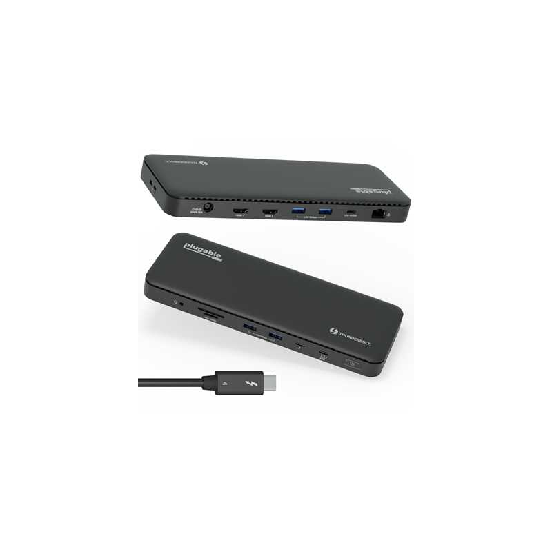 Plugable TBT4-UD5 ThunderBolt 4 Dual Monitor (2x 4K or 1x 8K) 96W USB-C PD Docking Station