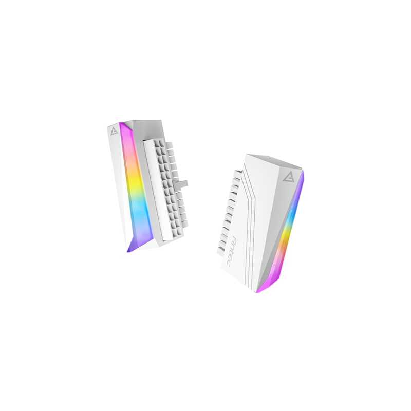 Antec 24-Pin 90-Degree ARGB Adapter - White - ATX Connector, 5V 3-Pin, Smarter & Cleaner Cabling, ARGB Sync Support