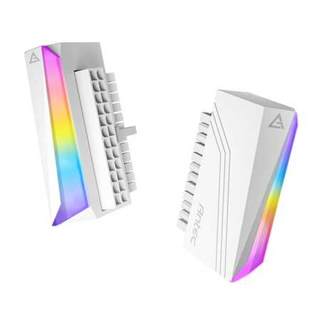 Antec 24-Pin 90-Degree ARGB Adapter - White - ATX Connector, 5V 3-Pin, Smarter & Cleaner Cabling, ARGB Sync Support