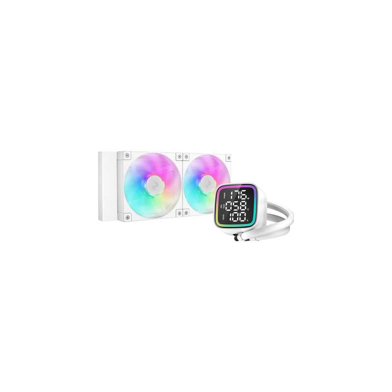 DeepCool LD 240 AIO Liquid CPU Cooler, White, Universal Socket, 240mm Radiator, PWM 2400RPM Cooling Fans, Addressable RGB LED Li