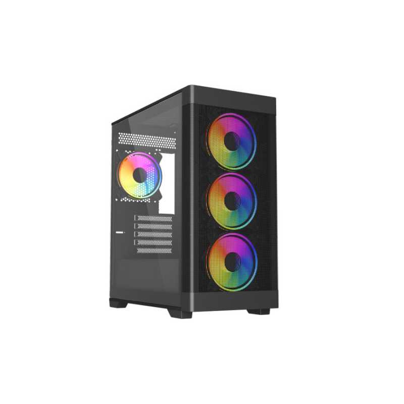 Vida Zephyr V2 Black ARGB Gaming Case w/ Glass Window, Micro ATX, 4x ARGB Fans, 6-Port PWM ARGB Fan Hub & Remote Control, Mesh F Vida Zephyr V2 Black ARGB Gaming Case w/ Glass Window, Micro ATX, 4x ARGB Fans, 6-Port PWM ARGB Fan Hub & Remote Control, Mesh F