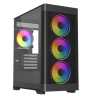 Vida Zephyr V2 Black ARGB Gaming Case w/ Glass Window, Micro ATX, 4x ARGB Fans, 6-Port PWM ARGB Fan Hub & Remote Control, Mesh F