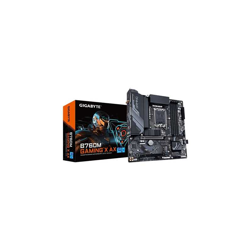 Gigabyte B760M GAMING X AX Intel 1700 Socket Motherboard, Micro-ATX, 4x DDR5 Slots, 2x M.2 Sockets, 1x USB-C Port, Fitted I/O Sh