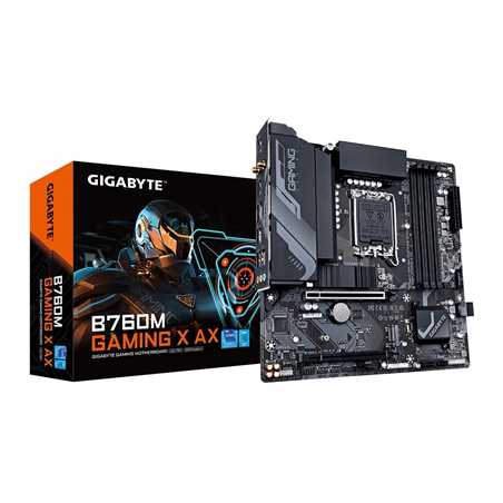 Gigabyte B760M GAMING X AX Intel 1700 Socket Motherboard, Micro-ATX, 4x DDR5 Slots, 2x M.2 Sockets, 1x USB-C Port, Fitted I/O Sh