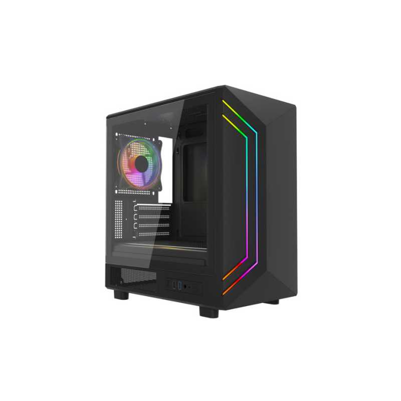 Vida Apollo M Black ARGB Gaming Case w/ Glass Window, Micro ATX, Rear ARGB Infinity Fan, Front LED Strips Vida Apollo M Black ARGB Gaming Case w/ Glass Window, Micro ATX, Rear ARGB Infinity Fan, Front LED Strips