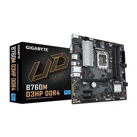Gigabyte B760M D3HP DDR4 Intel 1700 Socket Motherboard, Micro-ATX, 4x DDR4 Slots, 2x M.2 Sockets, 1x USB-C Port, GbE LAN, 1x D-S