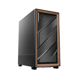 Antec Flux SE Full Tower PC Case with Solid Side Panel, Black/Wood, 5x Pre-Installed Fans, USB Type-C, E-ATX/ATX/mATX/mITX Compa