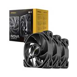 Antec NOVA 120 PWM Fan, 3 Pack, High-Performance Cooling with Fluid Dynamic Bearing, Precise Three-Phase Speed Control, Industri