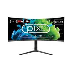 piXL CM34C7 34 Inch Ultrawide Gaming Monitor, 165Hz, 1.5ms, 3440x1440, HDMI, DisplayPort, USB Type-C, USB-B, USB-A x 2, Audio, C