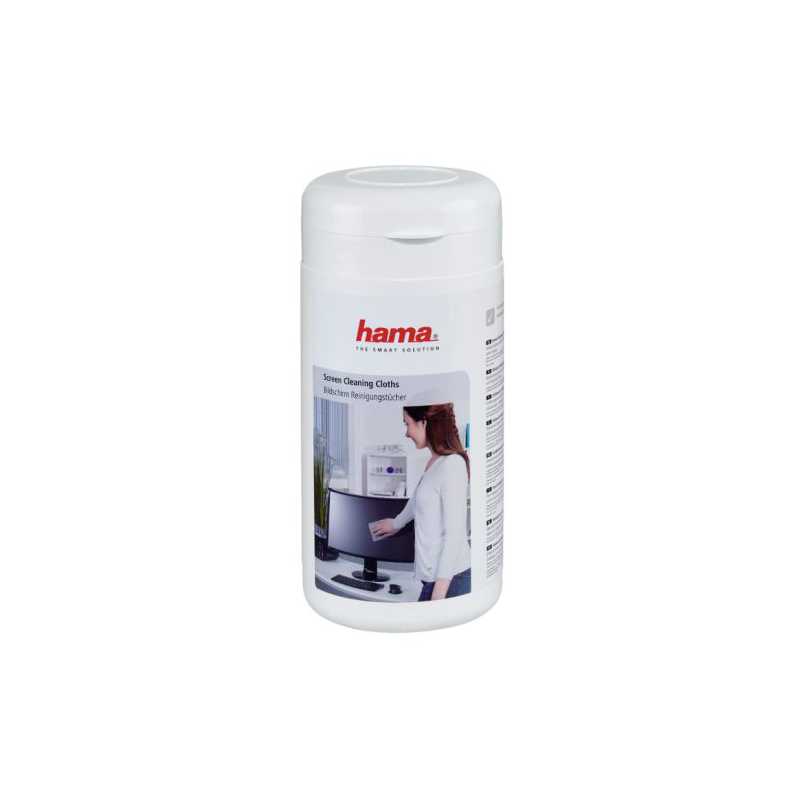 Hama Moist Screen Cleaning Cloths, Fleece, x100 in Dispenser Tub