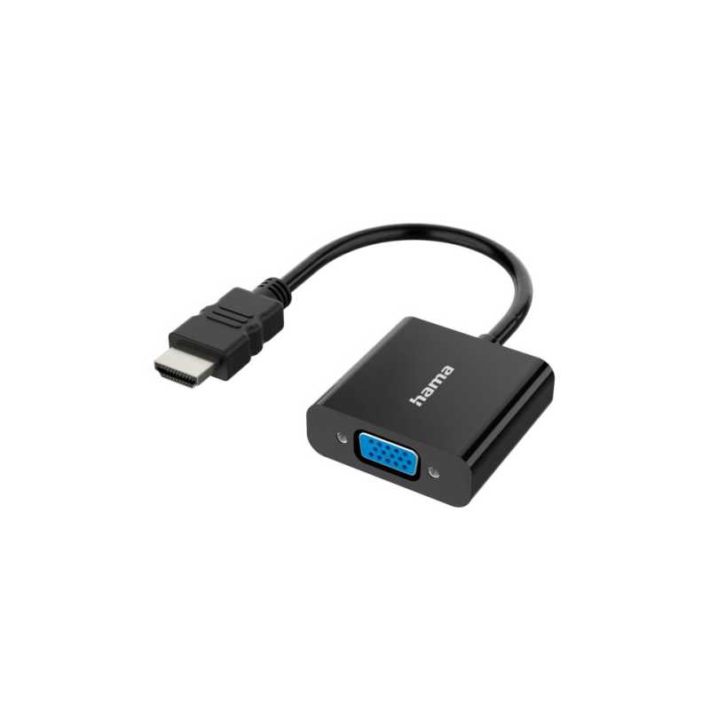 Hama HDMI Male to VGA Female Converter Cable with Audio 3.5mm Jack, 15cm, Black, *Eco-Friendly Packaging*