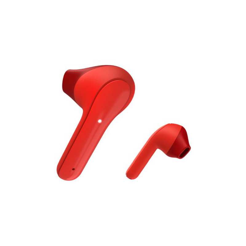 Hama (Freedom Light) Bluetooth Earbuds with Microphone, Touch Control, Voice Control, Charging/Carry Case Included, Red