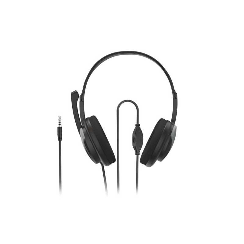 Hama (HS-P100 V2) Ultra-lightweight Headset, 3.5mm Jack, Y-adapter, Padded Ear Pads, Inline Controls
