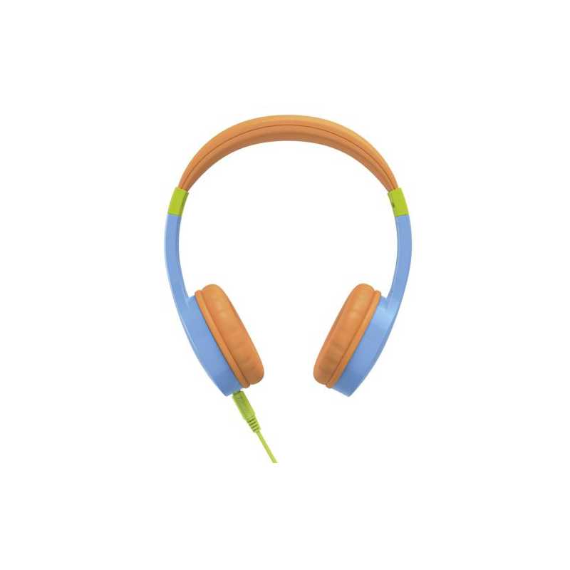 Hama (Kids Guard) Childrens Headset, Volume Limiter, Microphone, Flexible Headband, Inline Controls, Blue/Orange