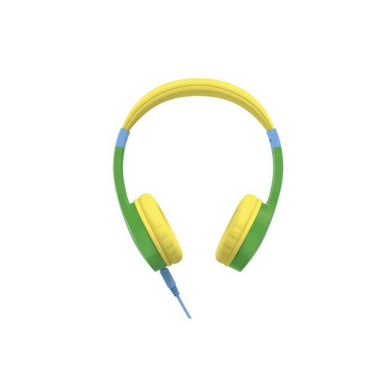 Hama (Kids Guard) Childrens Headset, Volume Limiter, Microphone, Flexible Headband, Inline Controls, Green/Yellow