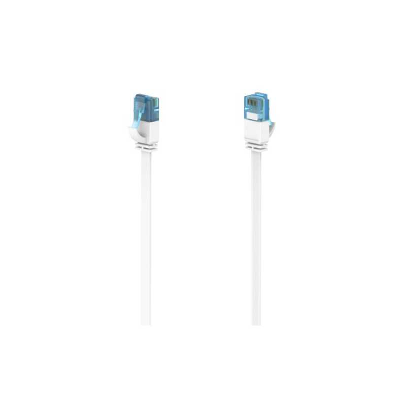 Hama CAT6a Patch Cable, Flat Ribbon, U/UTP Shielded, 5 Metres, White