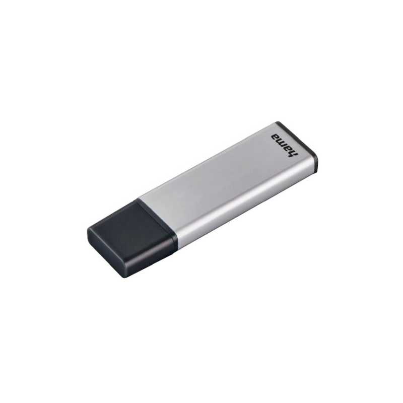 Hama Classic 32GB USB 3.0 Memory Pen, Aluminium, Cap, Keyring, 70MB/s, Black/Silver