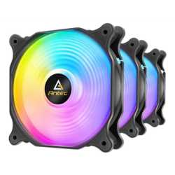 Antec F12 Racing ARGB 120mm PWM Case Fan, 3 Pack, Hydraulic Bearing, 1500 RPM, Black