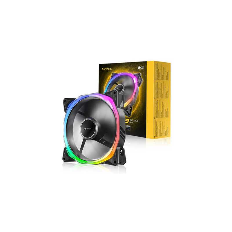 Antec Fusion T3 140mm ARGB PWM Case Fan - Hydraulic Bearing, 600-1500 RPM, Black