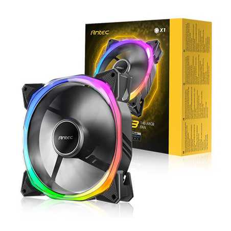 Antec Fusion T3 140mm ARGB PWM Case Fan - Hydraulic Bearing, 600-1500 RPM, Black