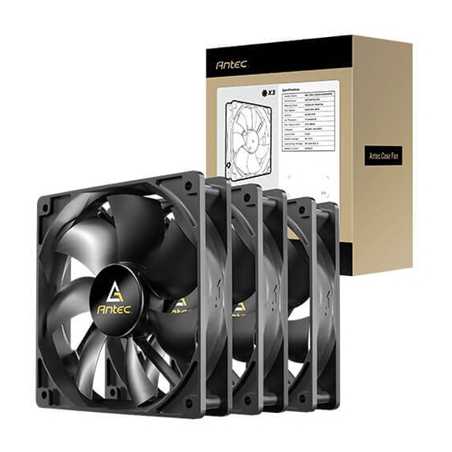 Antec N12 120mm Case Fan, 3 Pack, Hydraulic Bearing, 1200 RPM, Black