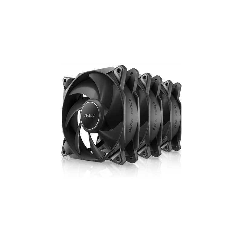 Antec Storm T3 120mm PWM Case Fan, 3 Pack, Fluid Dynamic Bearing, 600-2200 RPM, Black