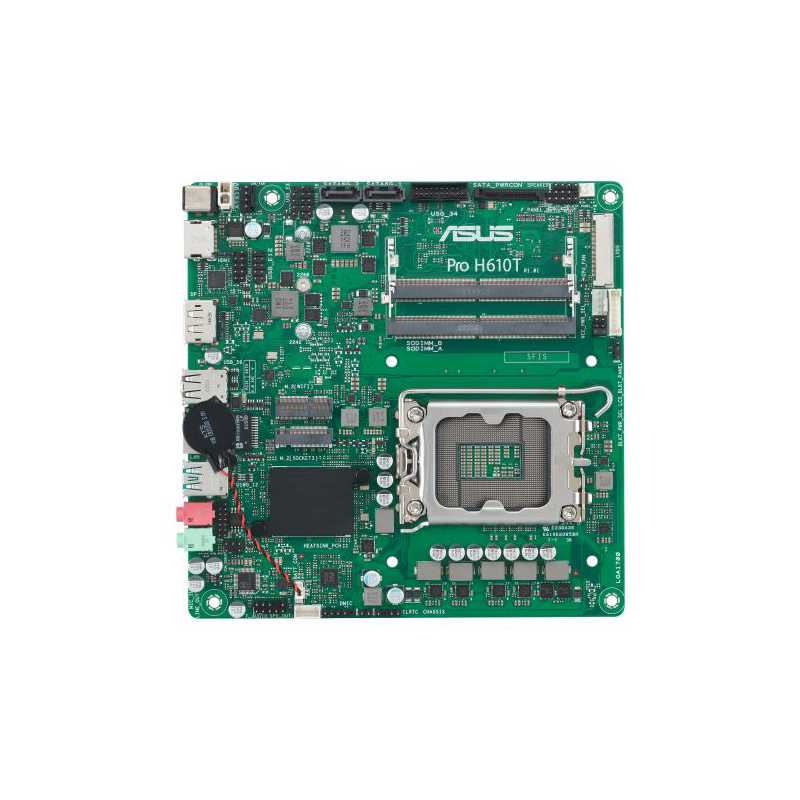 Asus PRO H610T-CSM - Corporate Stable Model, Intel H610, 1700, Thin Mini ITX, 2 DDR5 SO-DIMM, HDMI, DP, LVDS, 19v DC in, 1x M.2
