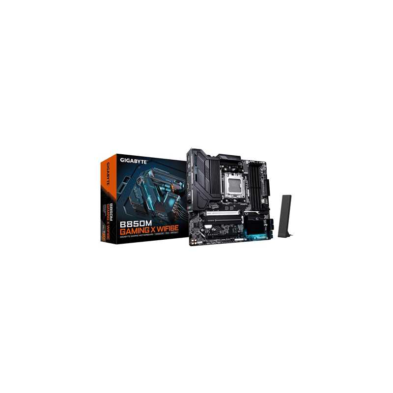 Gigabyte B850M GAMING X WIFI6E AMD AM5 Socket Motherboard, Micro-ATX, 4x DDR5 Slots, 2x M.2 Sockets, 2x USB-C Port, Fitted I/O S