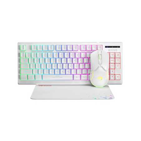 Marvo Scorpion CM310 Loot 30 3 in 1 RGB Gaming UK Layout TKL Keyboard, Mouse and Mat Bundle (White)