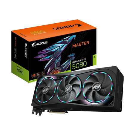 Gigabyte NVIDIA GeForce RTX 5080 MASTER 16G Graphics Card, 16GB GDDR7, 10752 CUDA Cores, 2805 MHz Core Clock, Triple Fan, RGB, 3
