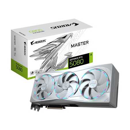 Gigabyte NVIDIA GeForce RTX 5080 MASTER ICE 16G Graphics Card, 16GB GDDR7, 10752 CUDA Cores, 2805 MHz Core Clock, Triple Fan, Wh