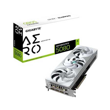 Gigabyte NVIDIA GeForce RTX 5080 AERO OC SFF 16G Graphics Card, 16GB GDDR7, 10752 CUDA Cores, 2730 MHz Core Clock, Triple Fan, W
