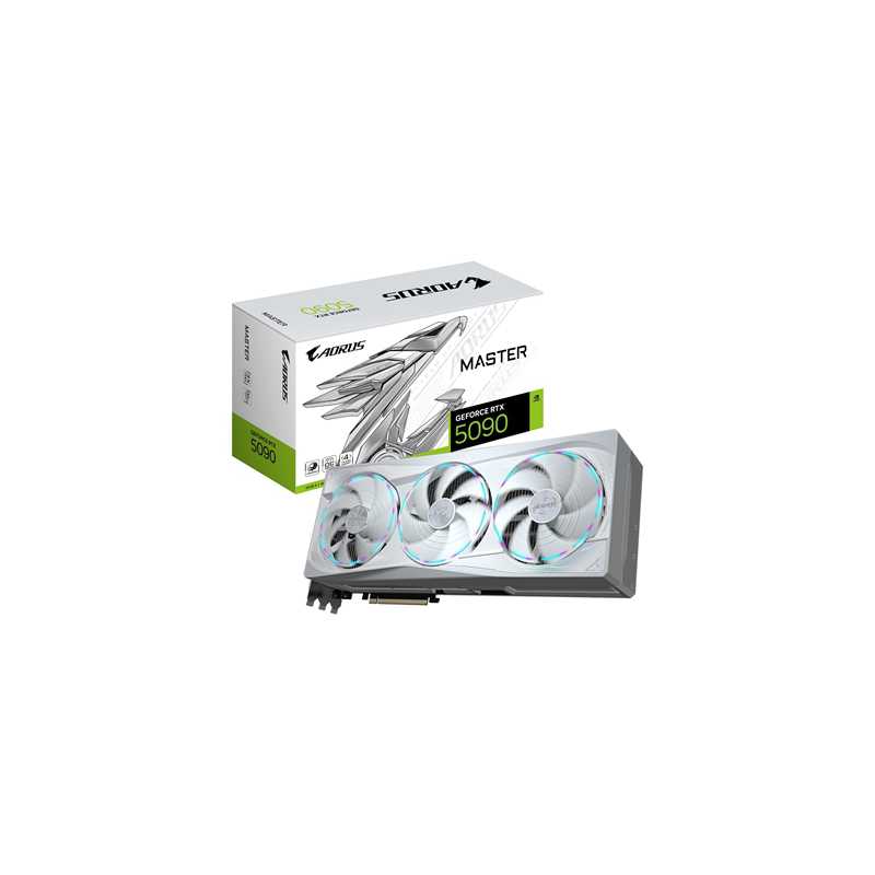 Gigabyte NVIDIA GeForce RTX 5090 AORUS MASTER ICE 32G Graphics Card, 32GB GDDR7, 21760 CUDA Cores, 2655 MHz Core Clock, Triple F
