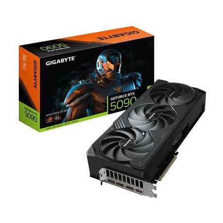 Gigabyte NVIDIA GeForce RTX 5090 WINDFORCE OC 32G Graphics Card, 32GB GDDR7, 21760 CUDA Cores, 2467 MHz Core Clock, Triple Fan, 