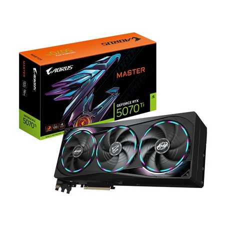 Gigabyte NVIDIA GeForce RTX 5070 Ti AORUS MASTER 16G Graphics Card, 16GB GDDR7, 8960 CUDA Cores, ???? MHz Core Clock, Triple Fan