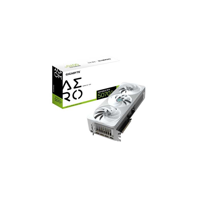 Gigabyte NVIDIA GeForce RTX 5070 Ti AERO OC 16G Graphics Card, 16GB GDDR7, 8960 CUDA Cores, ????? MHz Core Clock, Triple Fan, Wh