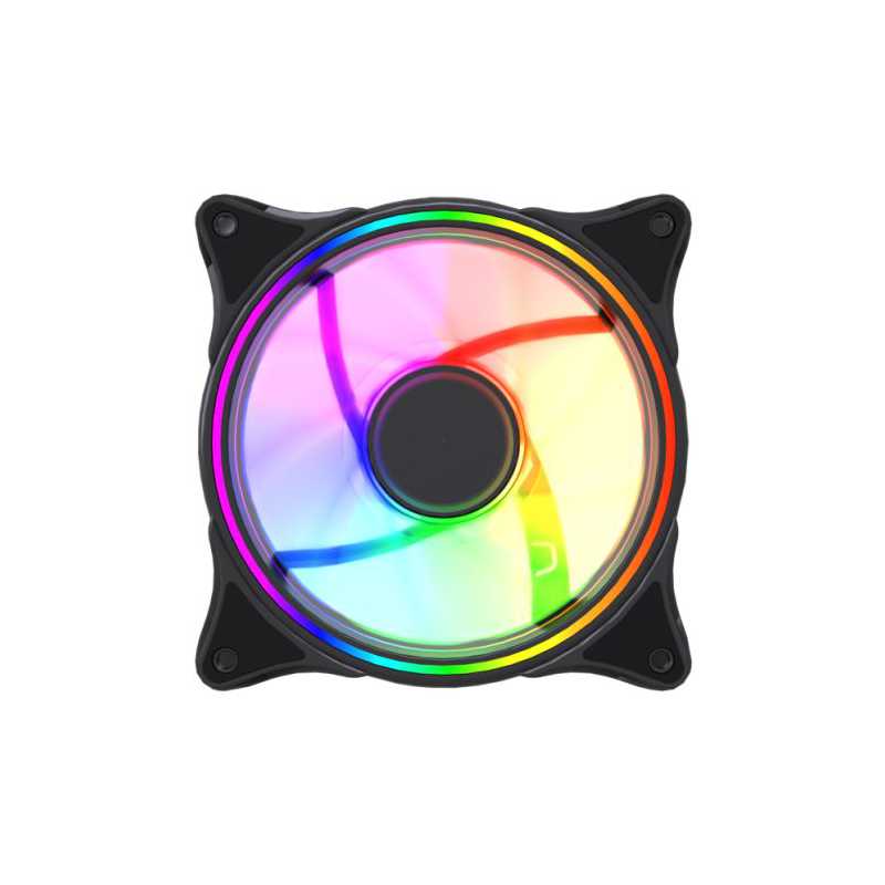 Vida Infinity01 Reverse Blade 12cm ARGB Dual Ring PWM Case Fan, Hydraulic Bearing, Infinity Mirror Effect, 1200 RPM, Black