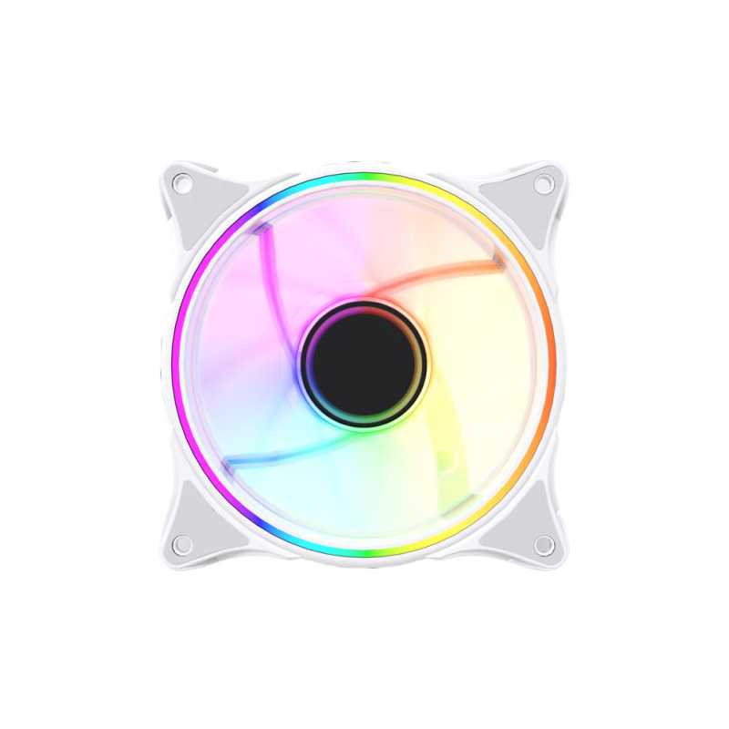 Vida Infinity01 Reverse Blade 12cm ARGB Dual Ring PWM Case Fan, Hydraulic Bearing, Infinity Mirror Effect, 1200 RPM, White