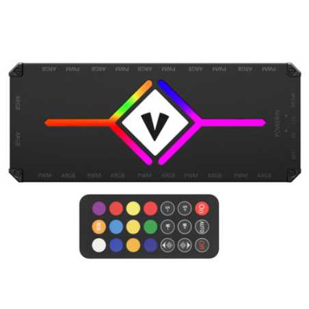 Vida 10-Port PWM ARGB Fan Hub with Remote Control, SATA Powered