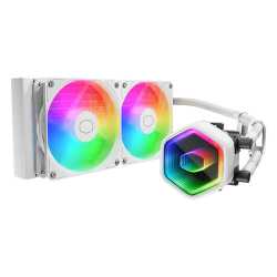 Cooler Master MasterLiquid 240 Core II 240mm ARGB Liquid CPU Cooler, Dual Chamber Pump w/ Infinity Mirror, White