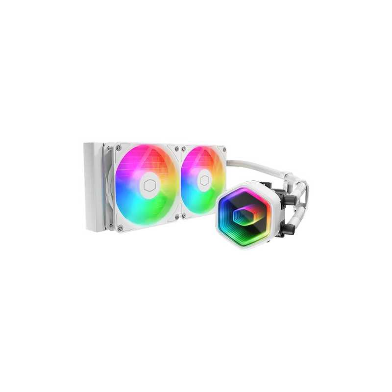 Cooler Master MasterLiquid 240 Core II 240mm ARGB Liquid CPU Cooler, Dual Chamber Pump w/ Infinity Mirror, White