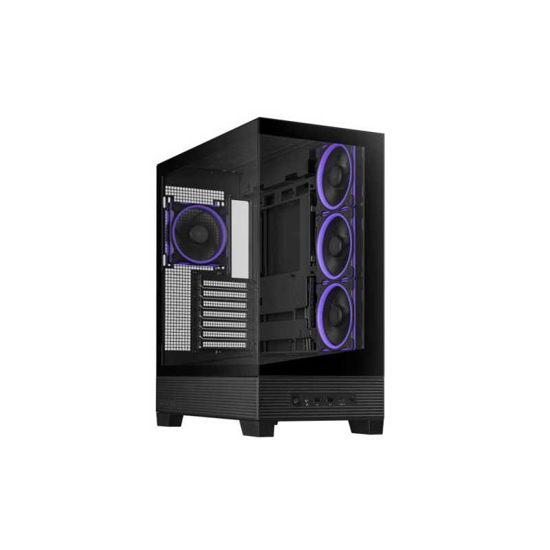 Asus A31 Plus ARGB Gaming Case w/ Front & Side Glass Windows, ATX, 4x ARGB Fans, USB-C, Angled Base, Asus BTF Compatible, Black