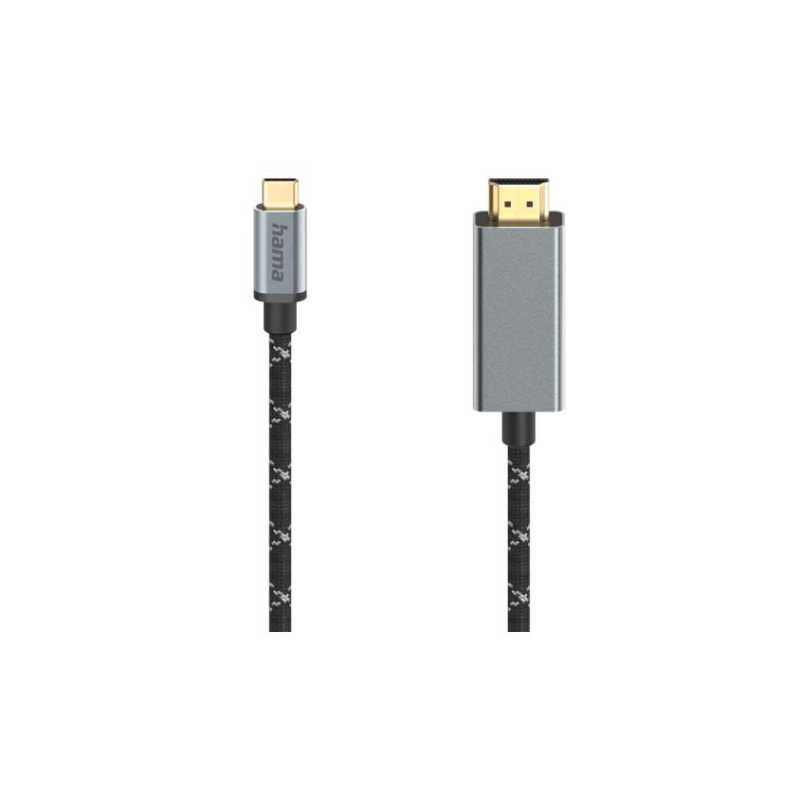 Hama USB-C Male to HDMI Male Cable, Ultra-HD 8K, 1.5 Metre Braided Cable