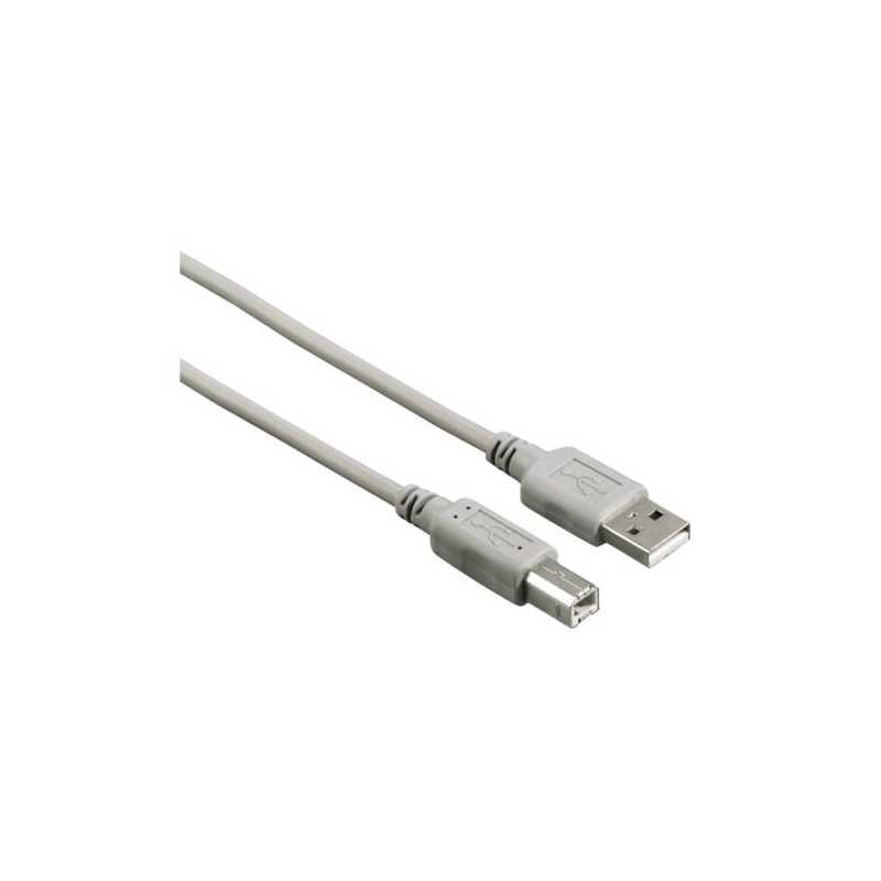Hama USB-A to USB-B Cable, USB 2.0, 1.5 Metre, Grey