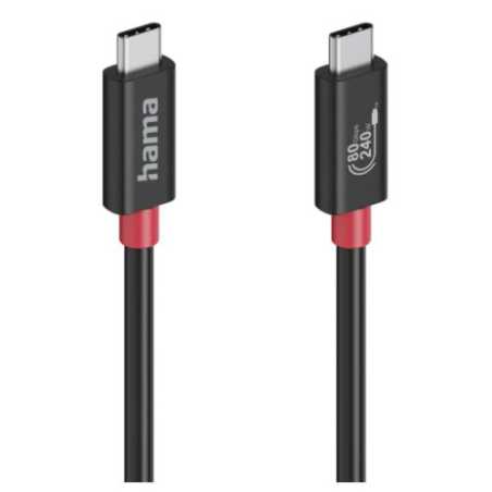 Hama USB4 V2 80Gbps Type-C Male to Male Cable, E-Marker, 5A, 240W, 1 Metre, Black