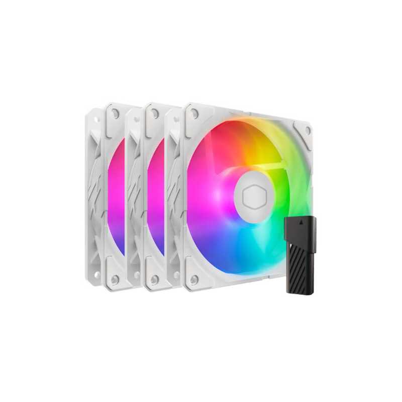 Cooler Master SickleFlow Edge 120 ARGB 12cm PWM Case Fans (3 Pack), Up to 2500 RPM, A1 Mini LED Controller included, White Editi