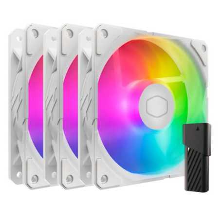Cooler Master SickleFlow Edge 120 ARGB 12cm PWM Case Fans (3 Pack), Up to 2500 RPM, A1 Mini LED Controller included, White Editi
