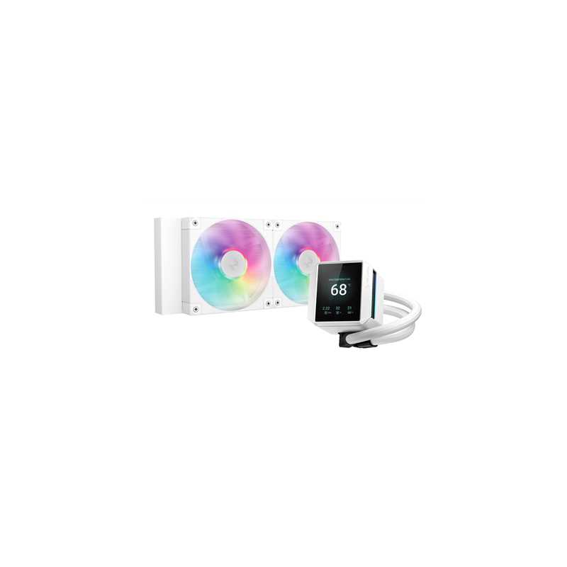 DeepCool Mystique 240 WH ARGB Liquid CPU Cooler with 2.83" TFT LCD Display, 240mm Radiator, Addressable RGB Fans, Hydro Bearing