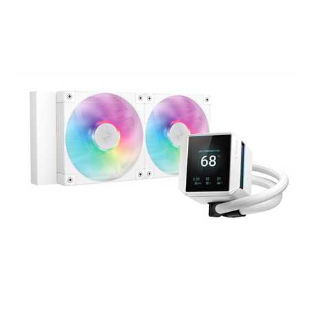 DeepCool Mystique 240 WH ARGB Liquid CPU Cooler with 2.83" TFT LCD Display, 240mm Radiator, Addressable RGB Fans, Hydro Bearing
