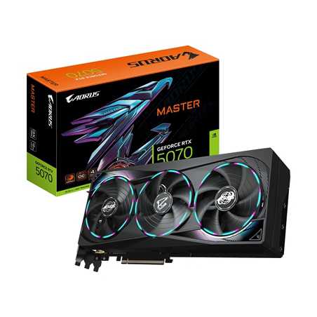Gigabyte NVIDIA GeForce RTX 5070 AORUS MASTER 12G Graphics Card, 12GB GDDR7, 6144 CUDA Cores, 2715 MHz Core Clock, Triple Fan, R